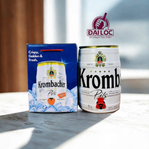 Bia Krombacher Pils 5 Lít 4.8% – tương tự Bia Arcobrau Urfass Premium 5 lít