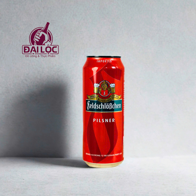 Bia Pháo Đài Feldschlobchen Pilsner 4,9% – Thùng 24 Lon 500ml | Bia Đức Chính Hãng