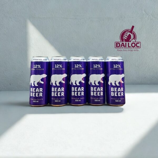 Bia Gấu Bear Beer Extra Strong 12% – Thùng 24 Lon 500ml Bear Beer Xtra Strong 12% (Bia Gấu Tím) Thùng 24 Lon 500ml