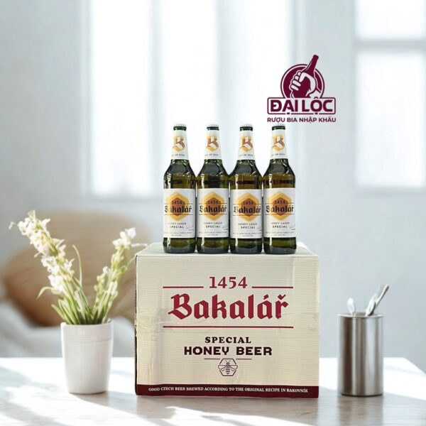 Bia Tiệp Bakalář Honey 5,8% - Thùng 20 Chai 500ml
