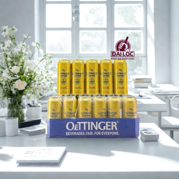 Bia Oettinger Hefe Weissbier 4,9% Đức – thùng 24 lon 500ml Bia Oettinger Hefe Weissbier 4,9% Đức