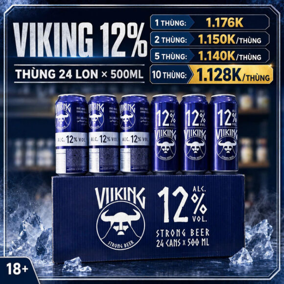 Bia Viiking Extra Strong 12% – Thùng 24 Lon 500ml | Bia Đức