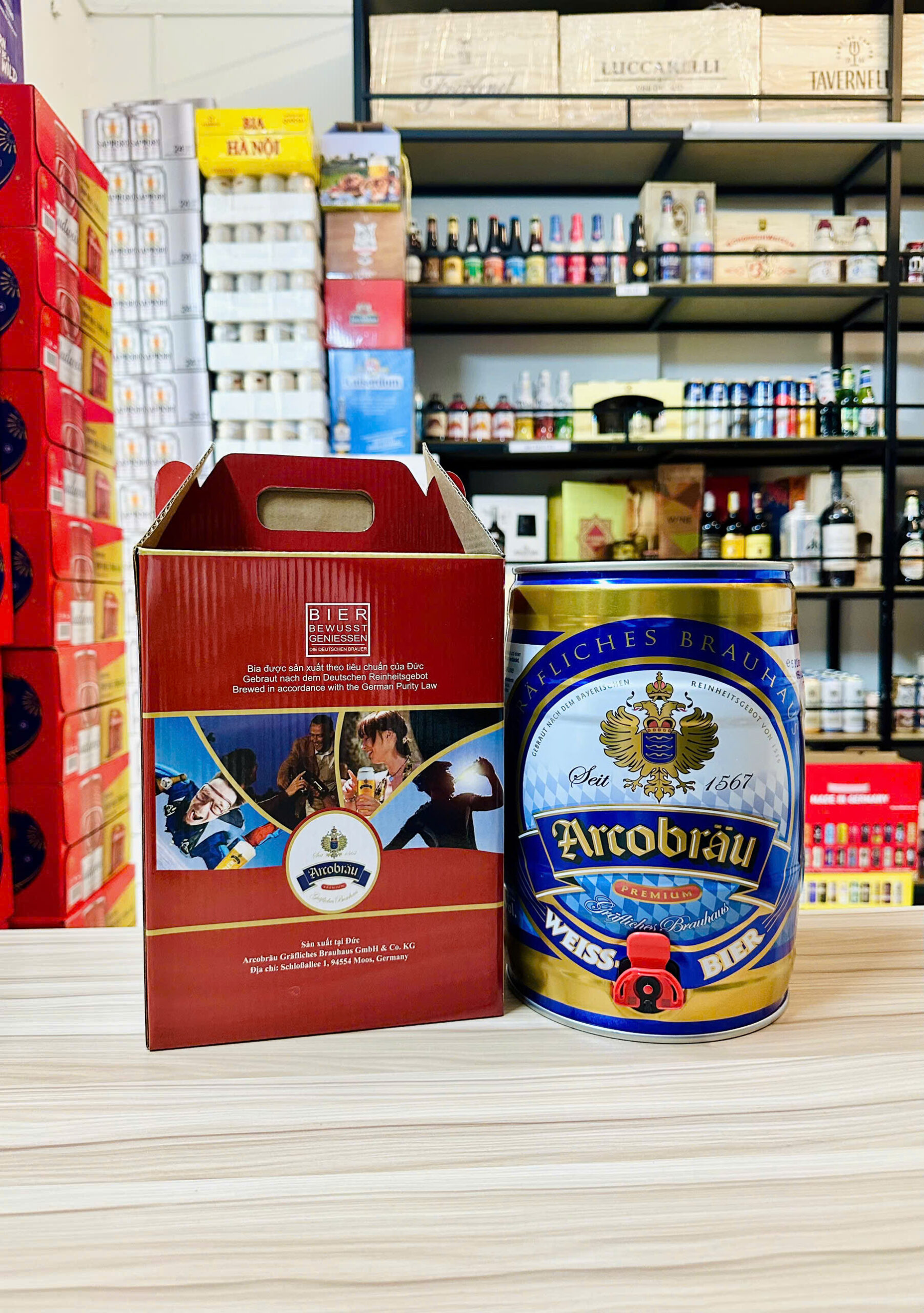 Bia Arcobrau Weissbier Hell 5.3% – Bom 5l – BIA NHẬP KHẨU ĐẠI LỘC