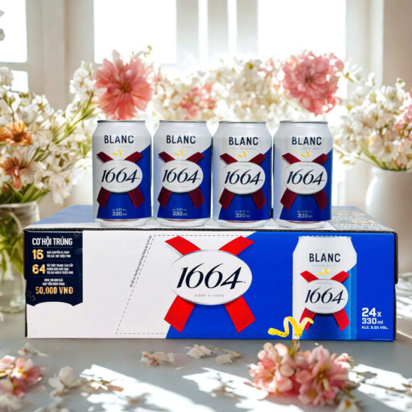Bia Kronenbourg 1664 Blanc Liên Doanh 5% – Lon 330ml – Thùng 24 Lon