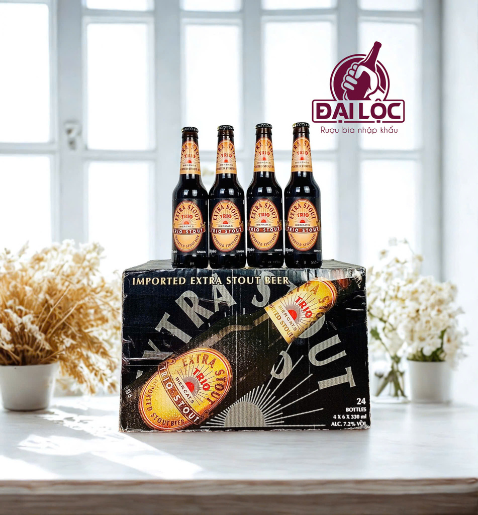 Bia Trio Extra Stout 7.2% - Thùng 24 Chai 330ml Nhập Khẩu Hà Lan