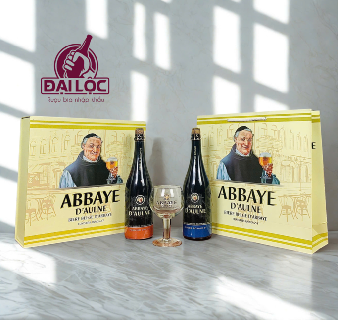 Hộp Quà Bia Abbaye d’Aulne 9% (2 Chai 750ml + 1 Ly) - Đẳng Cấp Quà Tặng