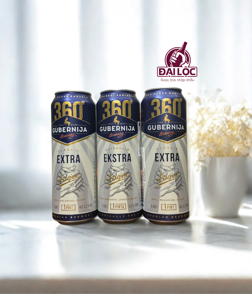 Bia Gubernija Extra Lager 5.2% – Lon 568ml – Thùng 24 Lon