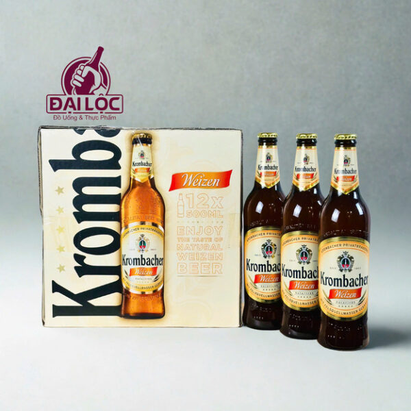 Bia lúa mì Krombacher Weizen 5.3% Đức - Thùng 12 chai 500ml
