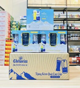 Bia tuyết Edelweiss Lon 330ml – Thùng 24 Lon - Tặng 4 Ly