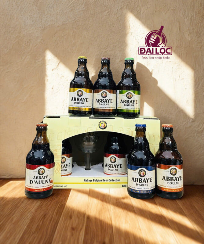 Hộp quà Bia Abbaye d'Aulne Mix 6 vị kèm Ly