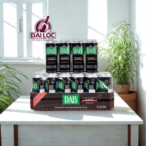 Bia DAB Dark Lager 4.8% (Thùng 24 Lon 500ml) – Bia Đen Đậm Đà, Êm Dịu Chuẩn Đức
