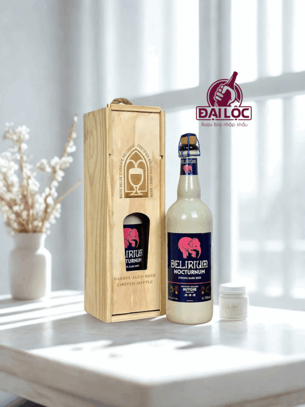 Hộp Quà Bia Delirium 750ml – Hộp Gỗ 1 Chai