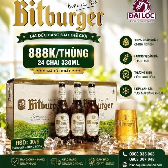 Bia Bitburger Premium Pils 4,8% – khuyến mại