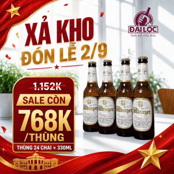Bia Bitburger Premium Pils 4,8% – 24 Chai 330ml