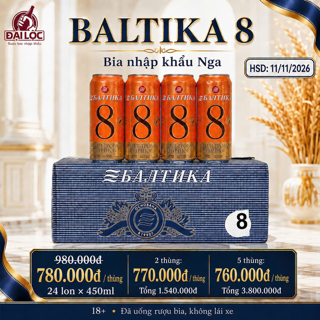 Bia Nga Baltika 8 5% – Tinh Hoa Bia Lúa Mì Nga
