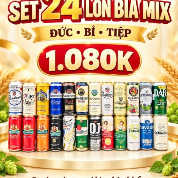 Hộp MIX 24 Loại Bia Nhập Khẩu Châu Âu – Hộp 24 Lon 500ml