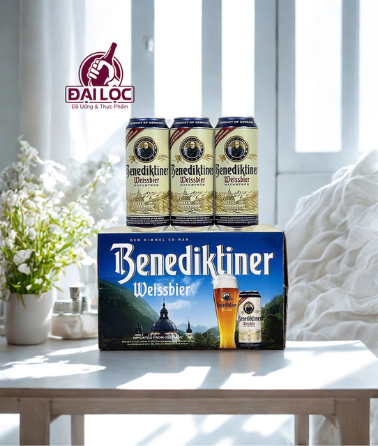 Bia Benediktiner Weissbier 5,4% Đức - Thùng 12 Lon 500ml Bia Benediktiner Weissbier Thùng 12 Lon 500ml – Tinh Túy Bia Lúa Mì Đức