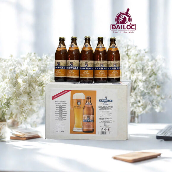 Bia Sanwald Hefe Weizen 4.9% Đức – Thùng 20 chai 500ml