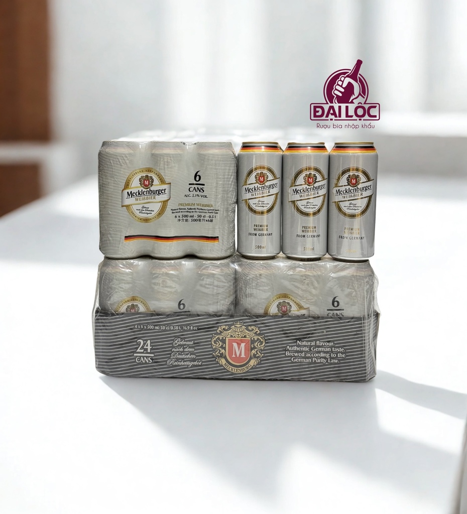 Bia lúa mì Mecklenburger Weissbier 5.1% - Thùng 24 lon 500ml