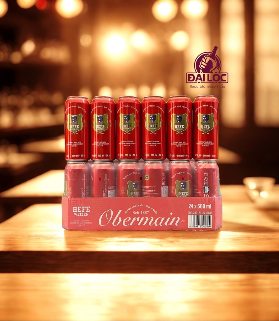 Bia Đức Obermain Hefeweizen 5,4% – Thùng 24 Lon 500ml