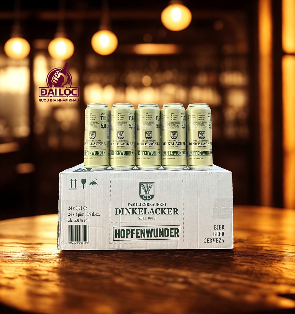 Bia Đức Dinkelacker Hopfenwunder 5% - Thùng 24 Lon 500ml