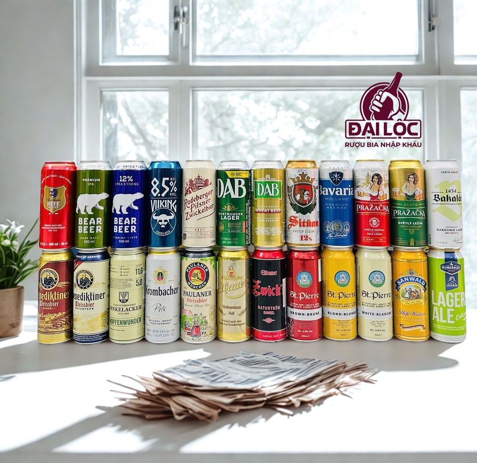 Mix 24 Loại Bia Châu Âu Cao Cấp - Thùng 24 Lon 500ml