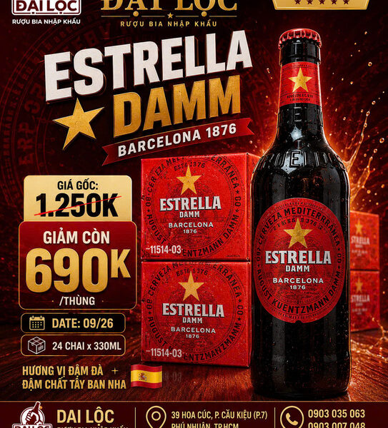 Bia Estrella Damm 4,6% Tây Ban Nha Khuyến Mại