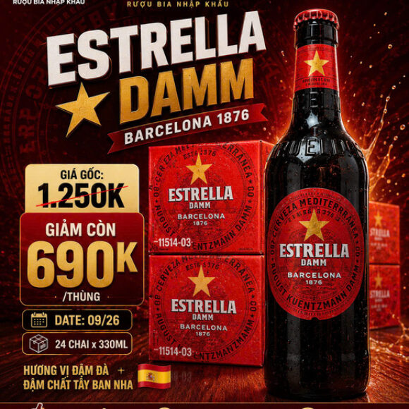 Bia Estrella Damm 4,6% Tây Ban Nha Khuyến Mại