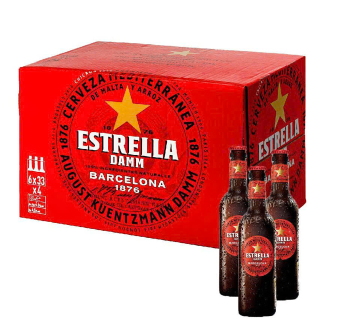 Bia Estrella Damm 4,6% Tây Ban Nha - Thùng 24 Chai 330ml