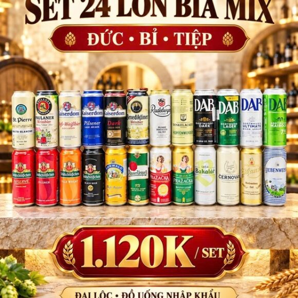 Mix 24 Loại Bia Nhập Khẩu Châu Âu Cao Cấp - Thùng 24 Lon 500ml