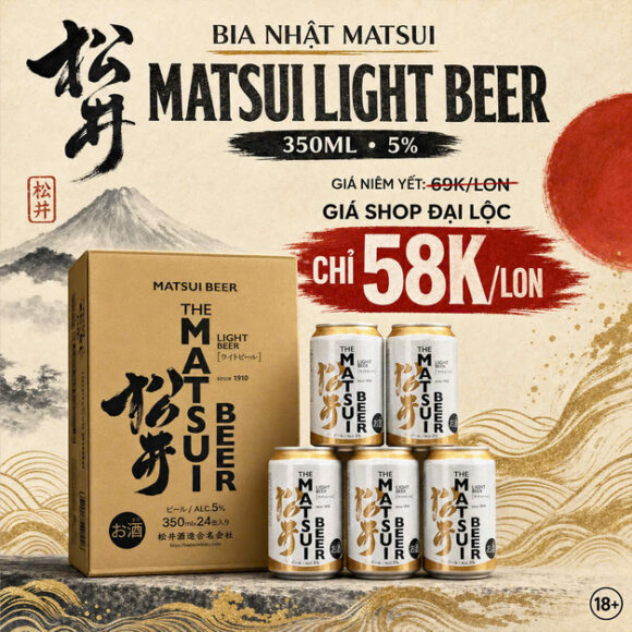 Bia Nhật Matsui Light 5% - Thùng 24 Lon 350ml