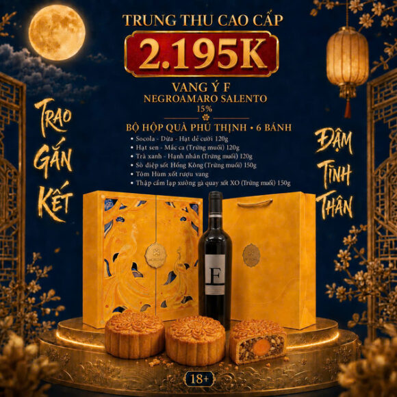 Hộp Quà Trung Thu Vang F Negroamaro 15% + 6 Bánh