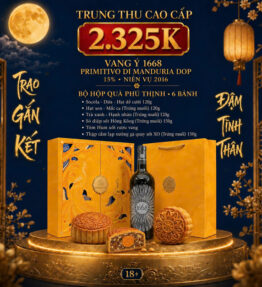 Hộp Quà Trung Thu Vang Ý 1668 Primitivo Di Manduria + 6 bánh
