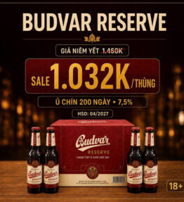 Bia Tiệp Budweiser Budvar Reserve 7,5% Thùng 24 Chai 330ml