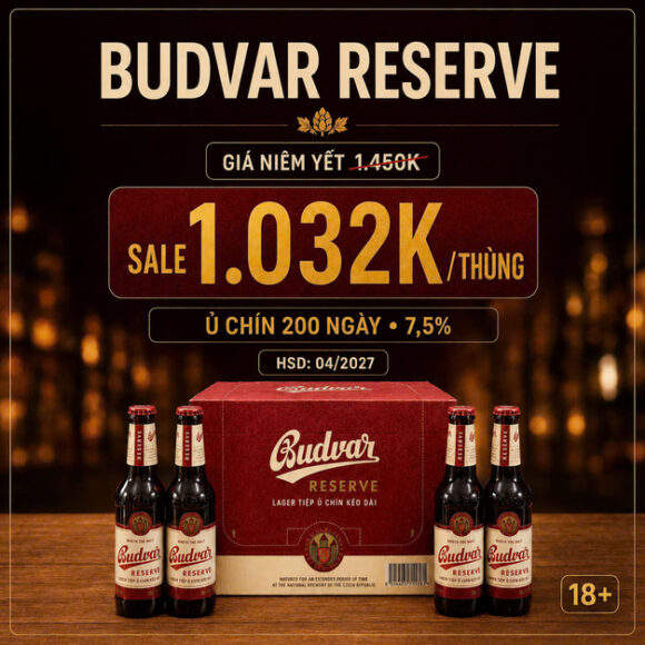 Bia Tiệp Budweiser Budvar Reserve 7,5% Thùng 24 Chai 330ml