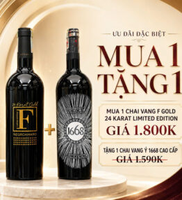 Mua 1 Tặng 1: Vang F Gold 24K Tặng Vang Ý 1668 Primitivo 15%